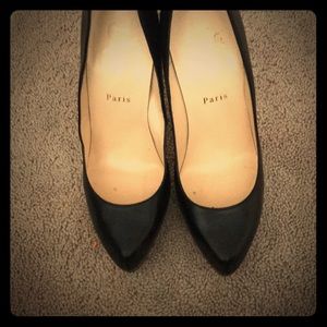 Christian louboutin black leather heels